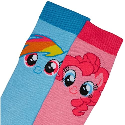 Hasbro girls My Little Pony 2 Pack Knee High Socks, Assorted Character, Fits Sock Size 6-8.5 Fits Shoe Size 7.5-3.5 US