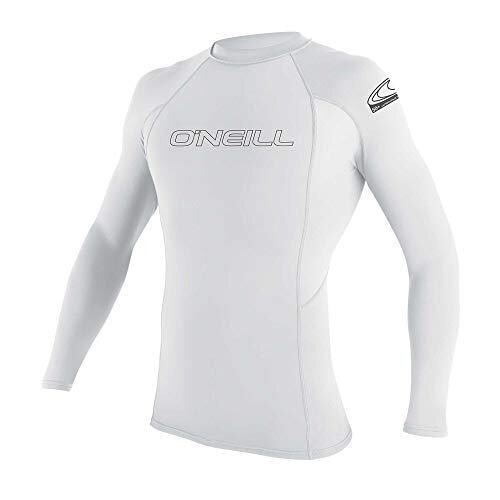 ONeill Wetsuits Mens Basic Skins UPF 50+ Long Sleeve Rash Guard, White, XL