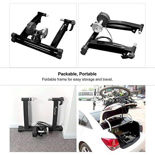 Bike Trainer Stand - Sportneer Steel Bicycle Exercise Magnetic Stand with Noise Reduction Wheel, Black