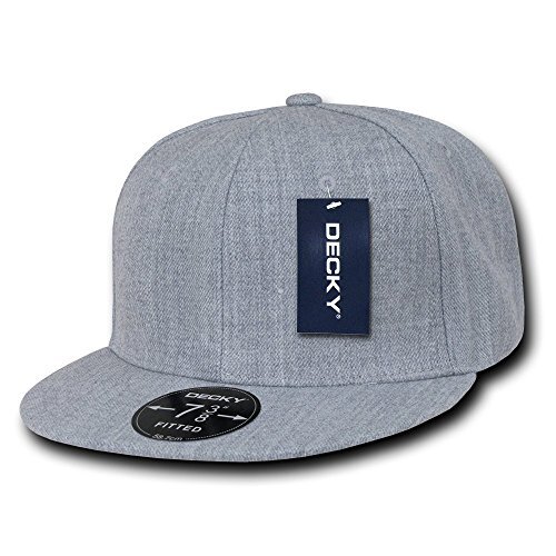 DECKY Retro Fitted Cap, Heather Grey, 7 1/8