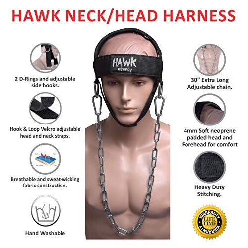 Hawk Sports Neck Harness Neck Exerciser Builder Support for Strength & Resistance Training Weight Lifting Head