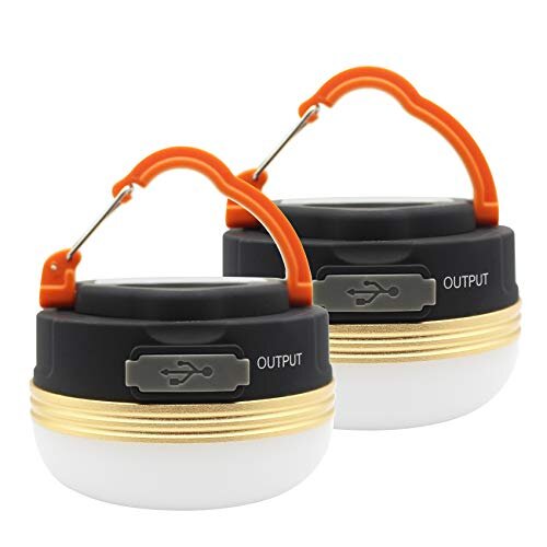 MOSTOP 2 Pack Camping Light Lantern LED USB Rechargeable Lamp Waterproof 3 Modes Power Bank Tent Lights for Outdoor Camping Hiking Emergency