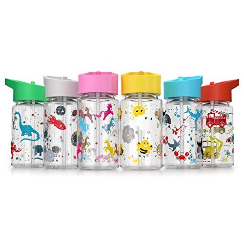 Be-Active Kids Water Bottle with Straw | BPA Free | flip nozzle | Childs water bottle | 450ml | Kid School girls boys sports bottles (Grey)