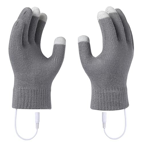USB Heated Gloves for Women and Men, USB Hand Warmer Gloves for Typing, Winter Warm Gloves Heating Pattern Knitting Wool Heating Mittens Washable