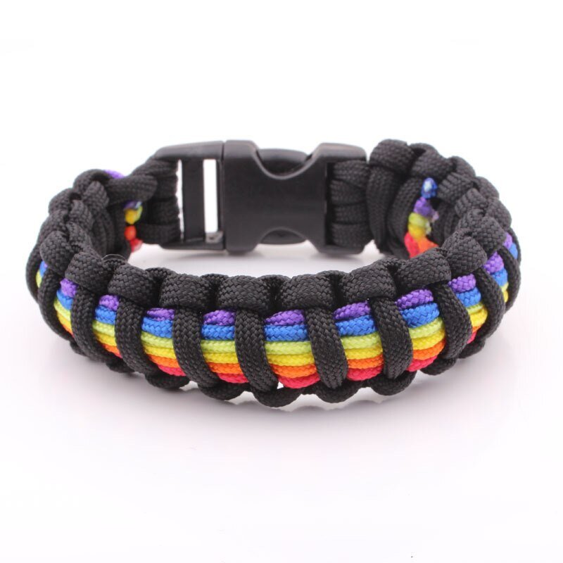 Rainbow Stripe Paracord Bracelet, Survival Bracelet Outdoor Camping Qu