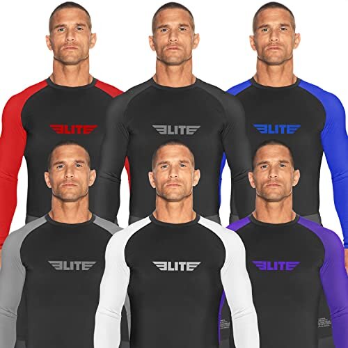 Elite Sports New Item Full Long Sleeve Compression, Mma, Bjj, No Gi, Cross Training Rash Guard, Small, White