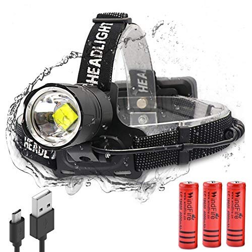 LUXJUMPER LED Head Torch Rechargeable, Adjustable Strap Headlamps, Head Torch Battery Powered, Head Torch, Head Torches LED Super Bright Rechargeable,