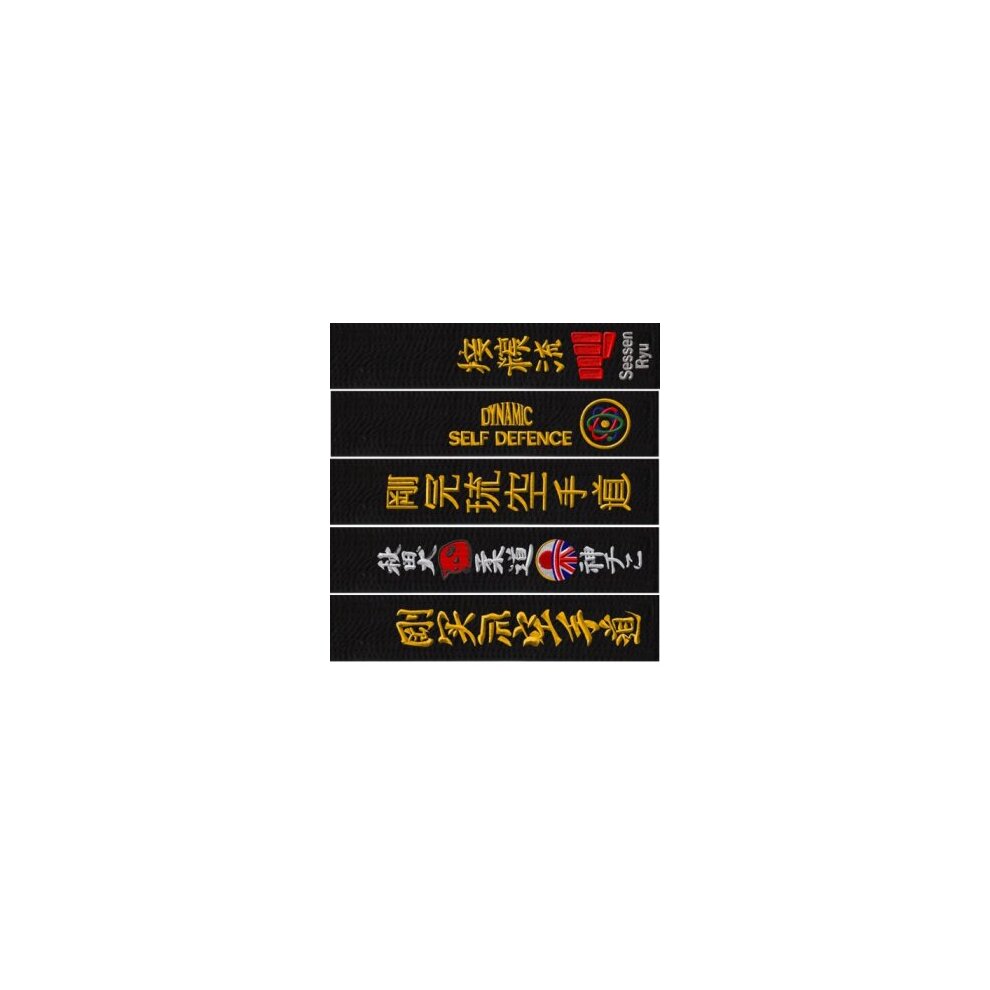 PLAYWELL EMBROIDED BLACK BELT: TAEKWONDO IN KOREAN AND YOUR NAME