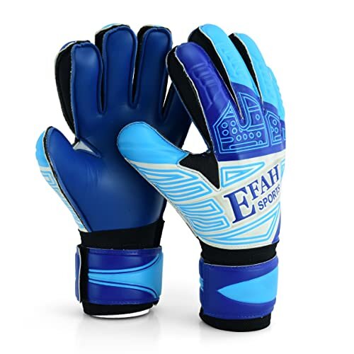 EFAH SPORTS Football Goalkeeper Gloves For Kids Boys Children Youth Soccer Goaile Glove With Fingersave and Double Wrist Protection Strong G