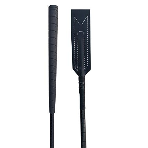 Leather Riding Crop for Horses Jump Bat Jockey Whip ShowJumping Stick Equestrian Equine Black 64 cm