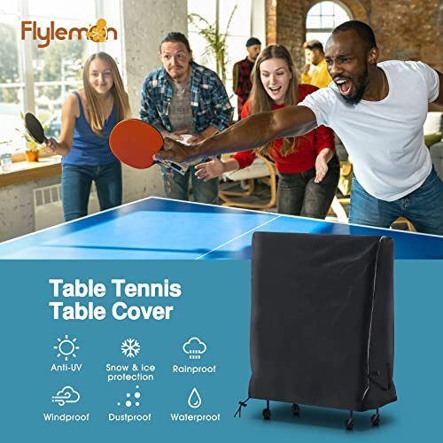 Table Tennis Table Cover Waterproof Windproof AntiUV Heavy Duty Rip Proof 420D Oxford Fabric Ping Pong Table Cover Outdoor 65 275 728 inch Black