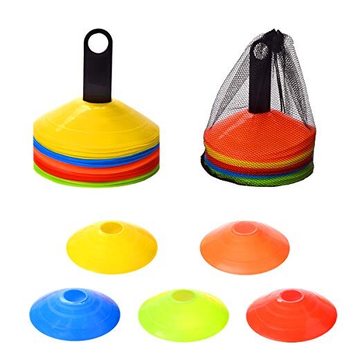 25Pcs Football Training Cones Set Sports Cones 5 Color Markings 75 Inch Round Cone Safety Football Training Cone Fit Childrens Training Sports Field