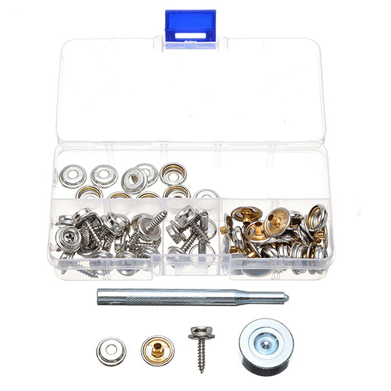 62pcs Boat Cover Canvas Stainless Steel Snap Fastener Clip Awning Button Rivet Marine Hardware Accessories
