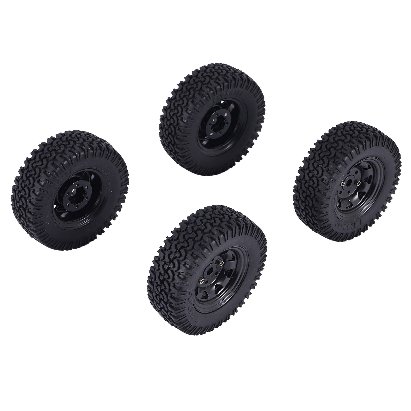 4PCS 1.55 Metal Beadlock Wheel Rim Tires Set for 1/10 RC Crawler Car Axial Jr 90069 D90 TF2 Tamiya CC01 LC70 MST,2