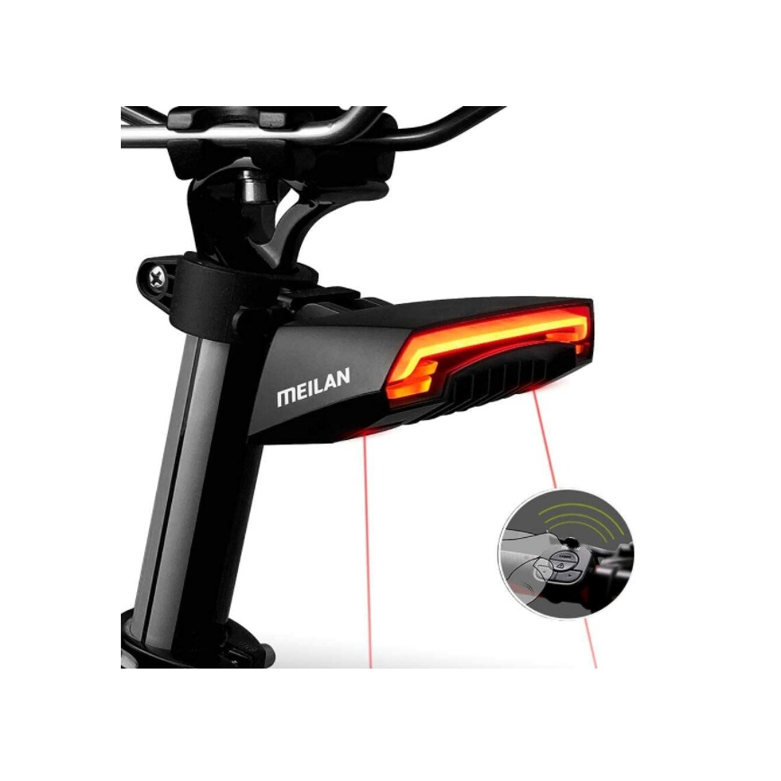 X5 Bike Rear Light with Auto Turn Signals and Brake Light Wireless Remote Control Bike Tail Light Back USB Rechargeable Bicycle Safety Warning Light(B