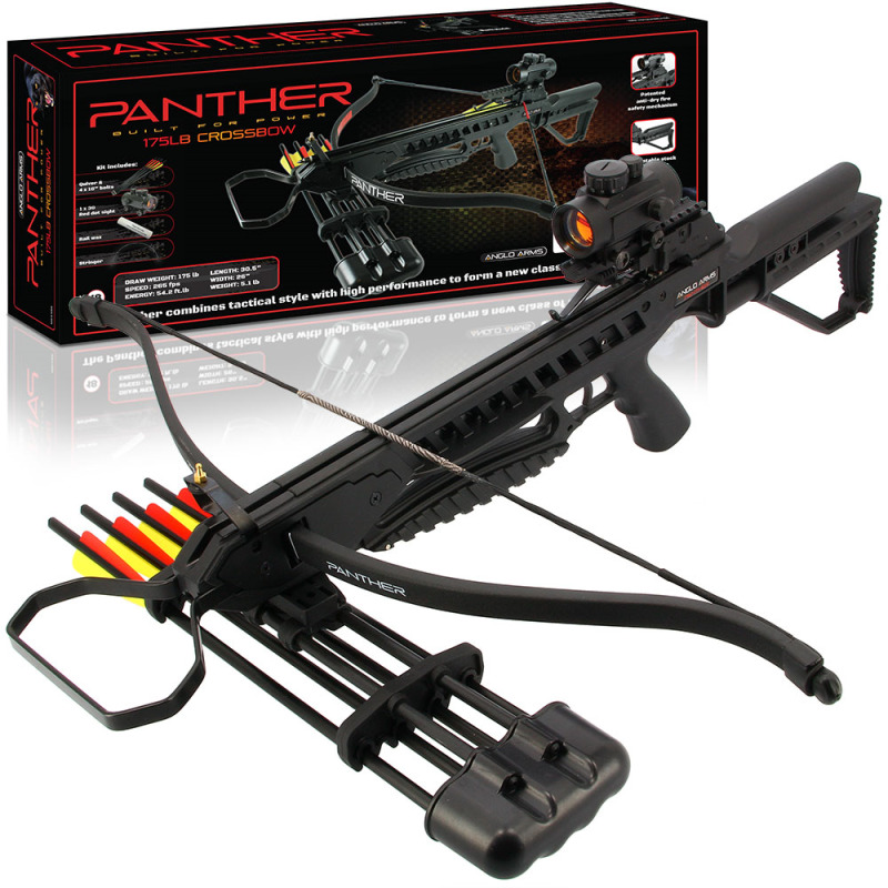 Anglo Arms 175lb Rifle Crossbow Kit With Red Dot Sight Hunting Black