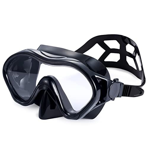 Diving Mask, Snorkel Mask for Adults, Scuba Diving Half Mask, Swimming Goggles with Anti-Fog Impact-Resistant Lens, Waterproof Silicone Nose Cover, &