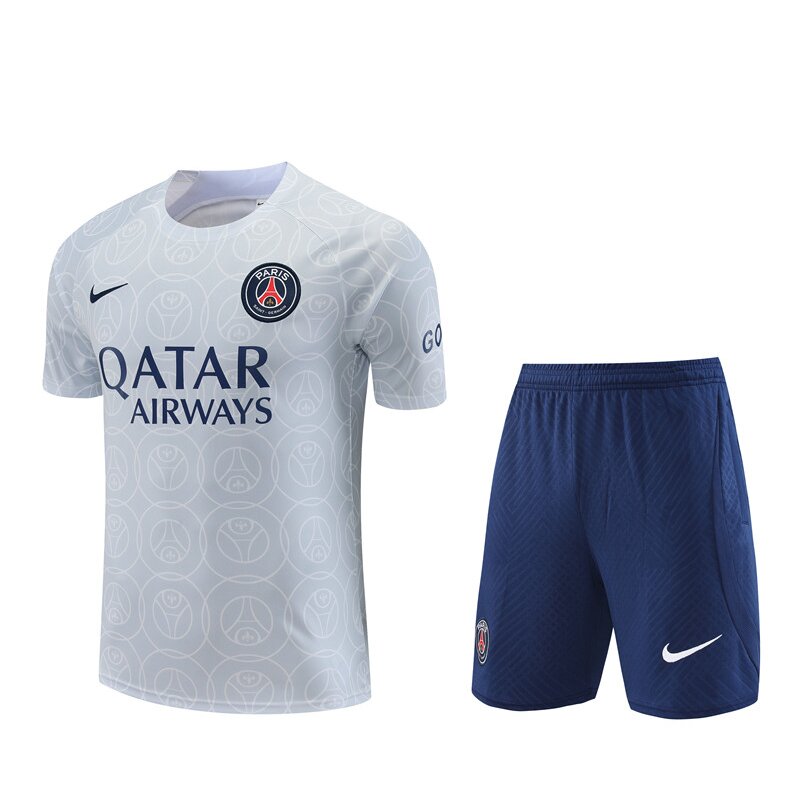 2022-2023 Paris Tracksuit Football Set Jordan Paris Adult Youth Jersey Short  Sleeve Training Suit Gray