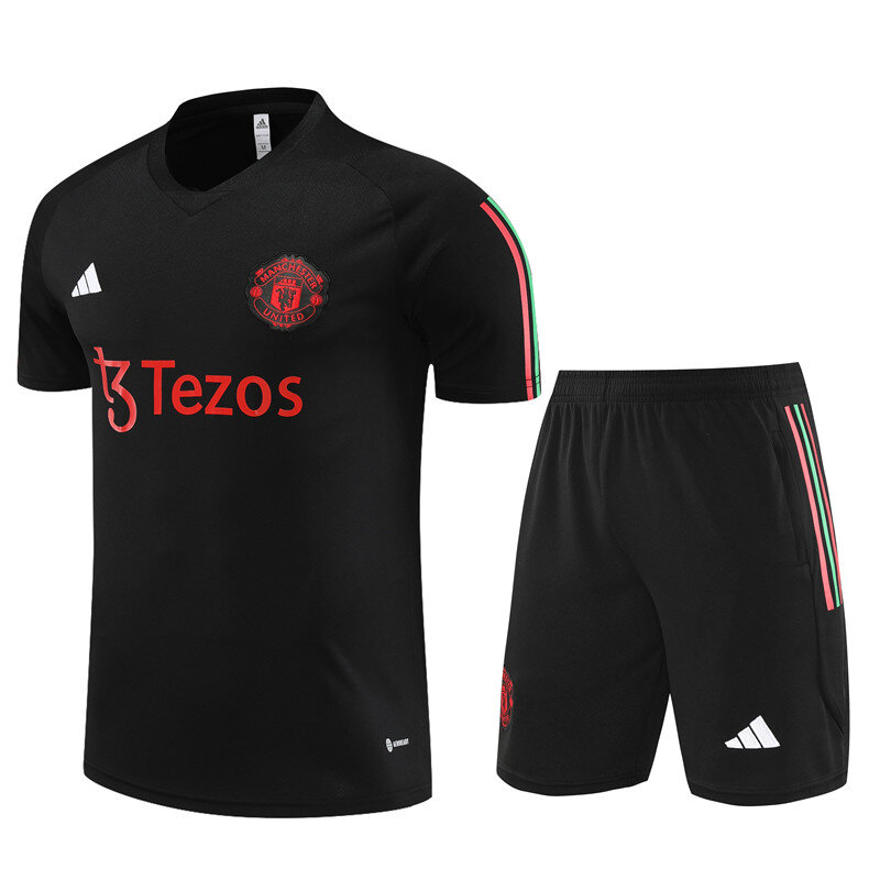 2023-2024 Manchester United Tracksuit Football Set Adult Youth Jersey Short Sleeve Training Suit Black