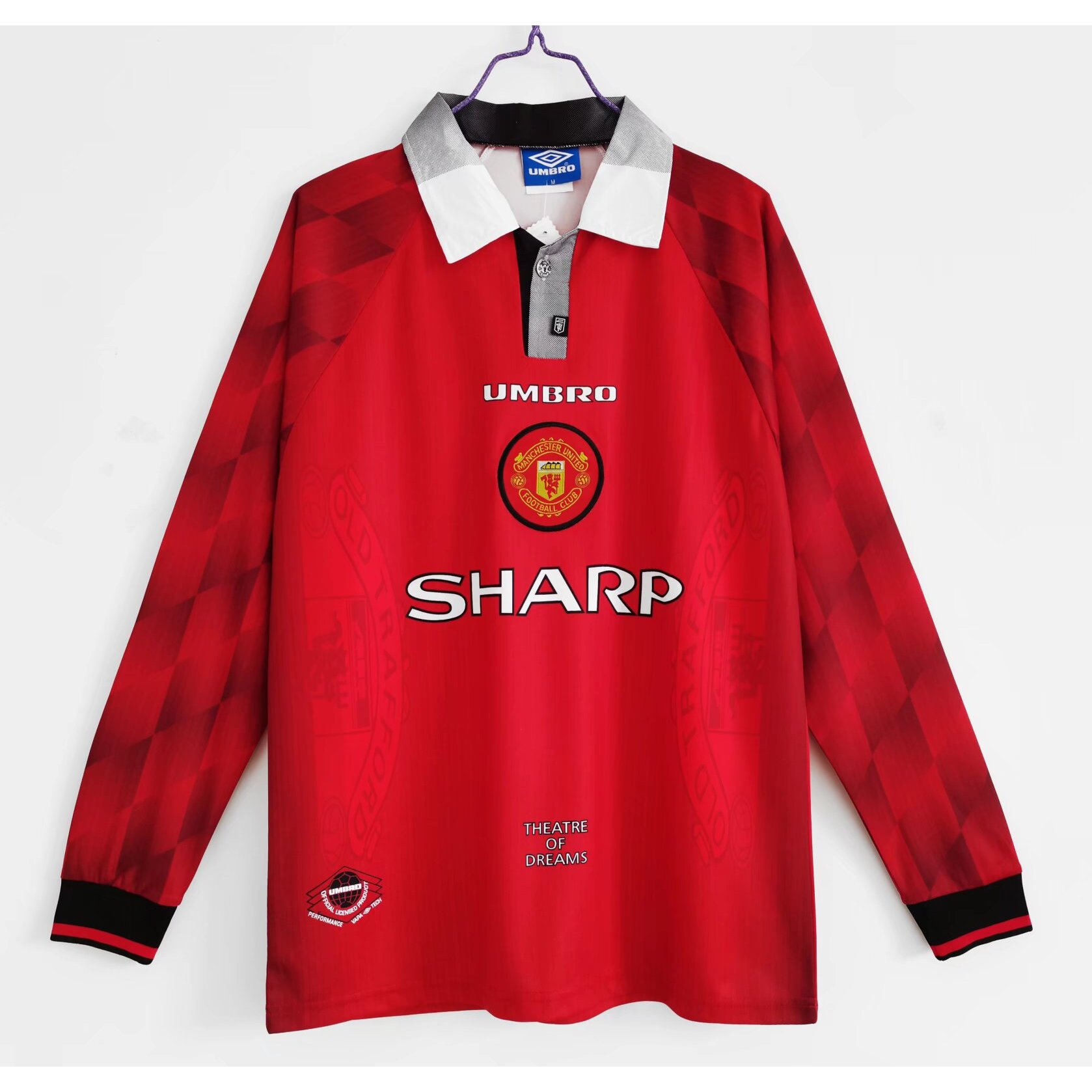 1996/97 Season Manchester United Home Retro World Cup Long Sleeve Jersey Red