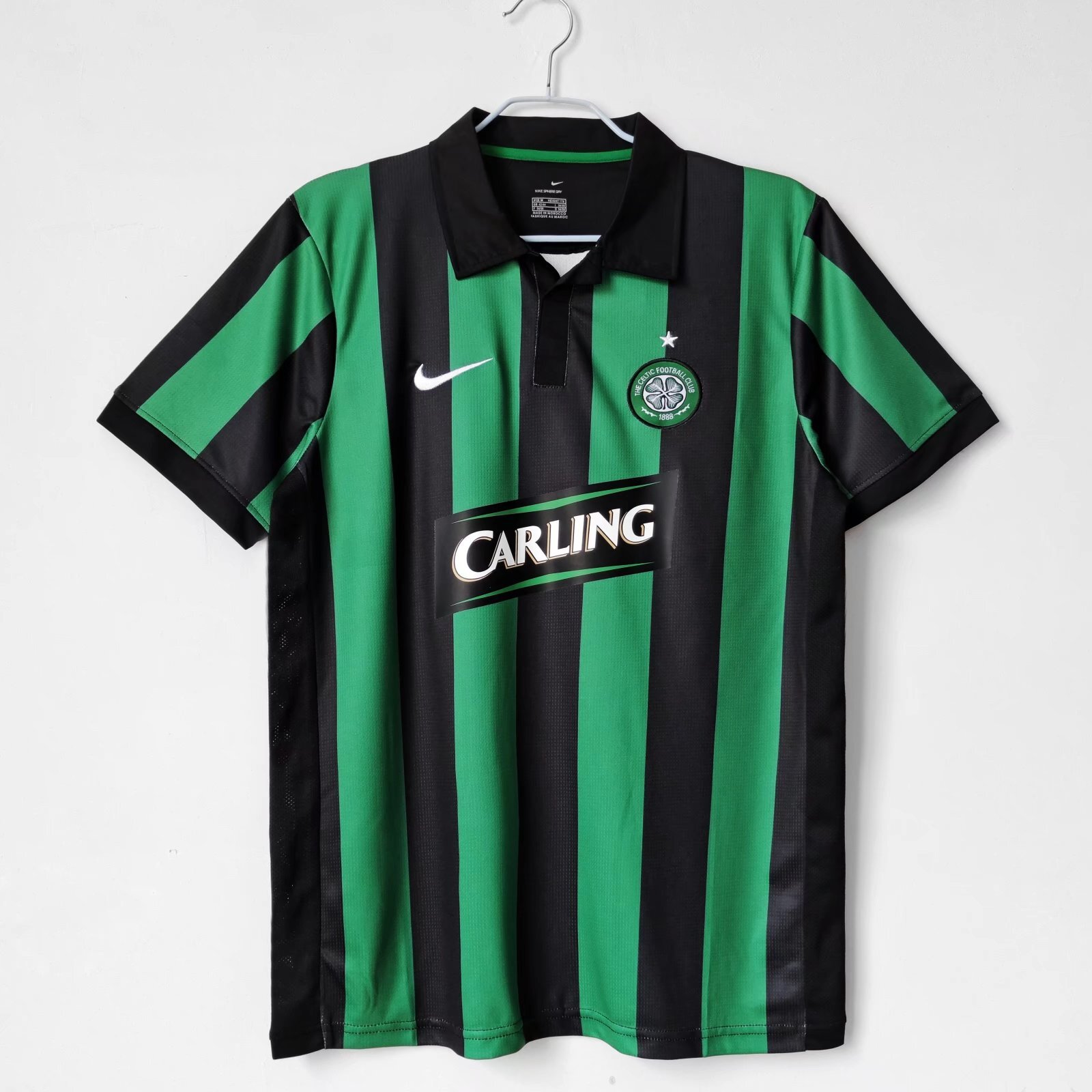 2006/07 Celtic Away Retro World Cup Football Jersey Black Green Stripes