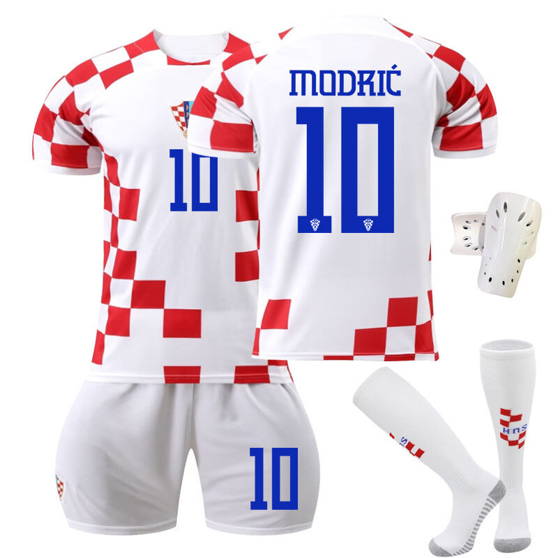 World Cup Croatia Home #10 Football Kit Jersey T-Shirt Set With Guards