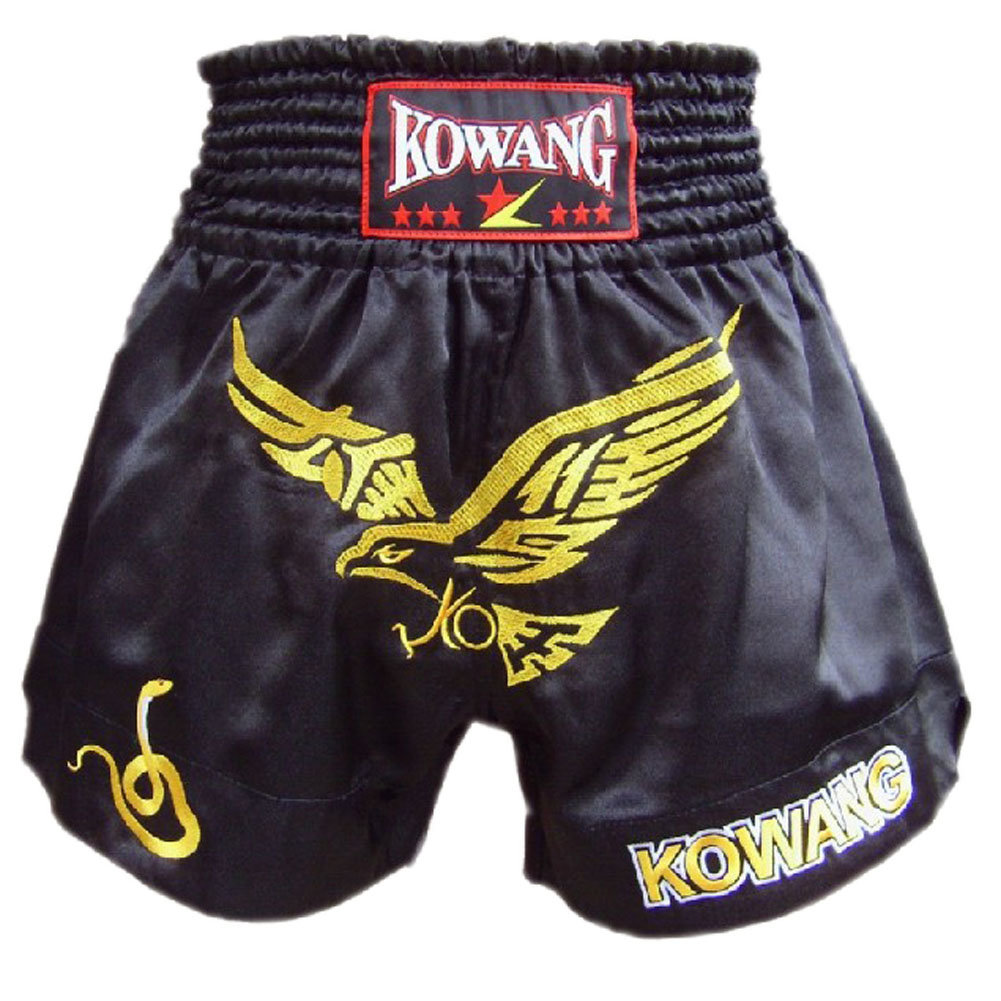 Fight Kick Boxing Brief MMA Muay Thai Trunks Shorts Embroidery Eagle Black, XXL