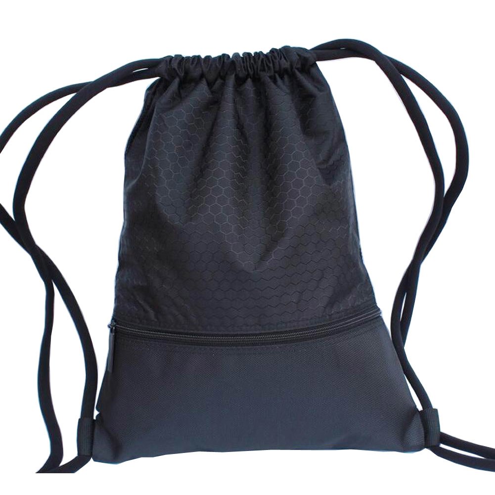 Foldable Basketball Backpack Drawstring Bag Swimming Bag Gym Bag, Black