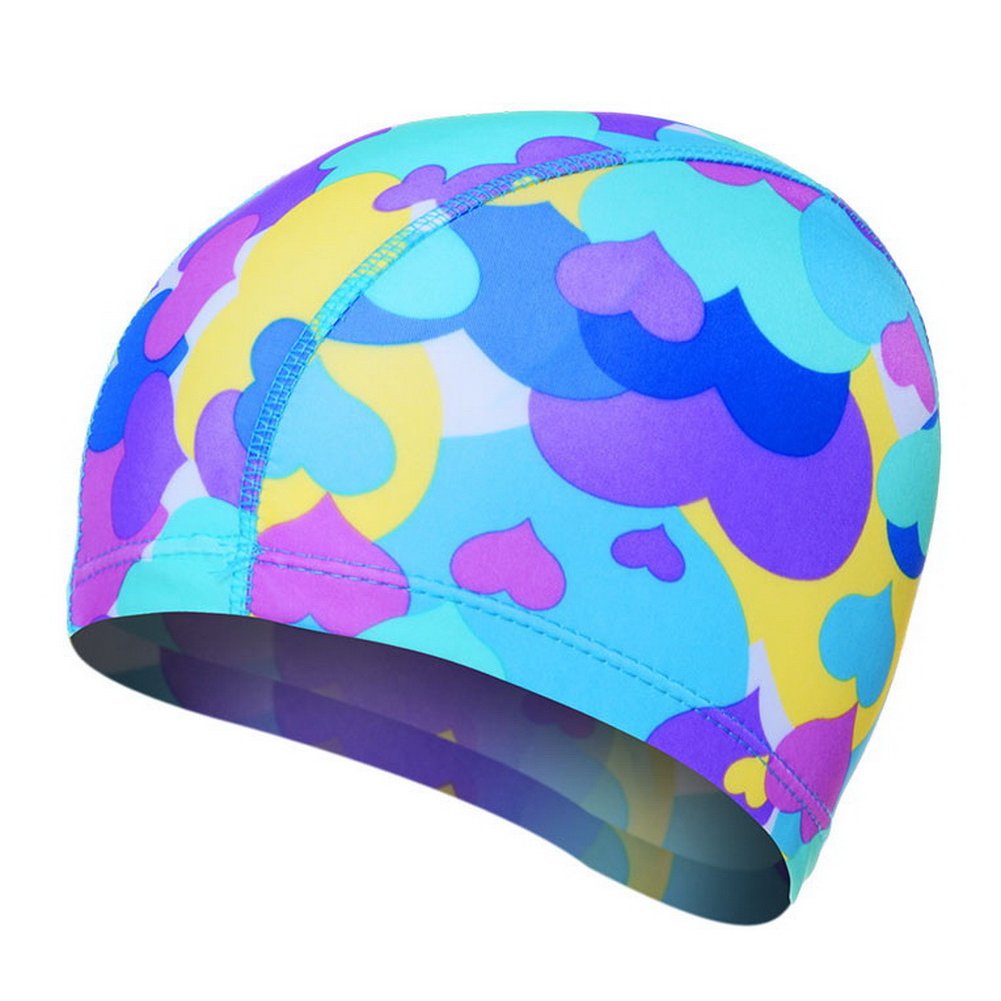 Men And Women Comfortable Fashion Swimming Caps, Multicolor Heart Shapes
