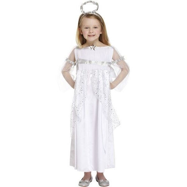 Girls White Angel Nativity Fancy Dress Costume Age 7-9