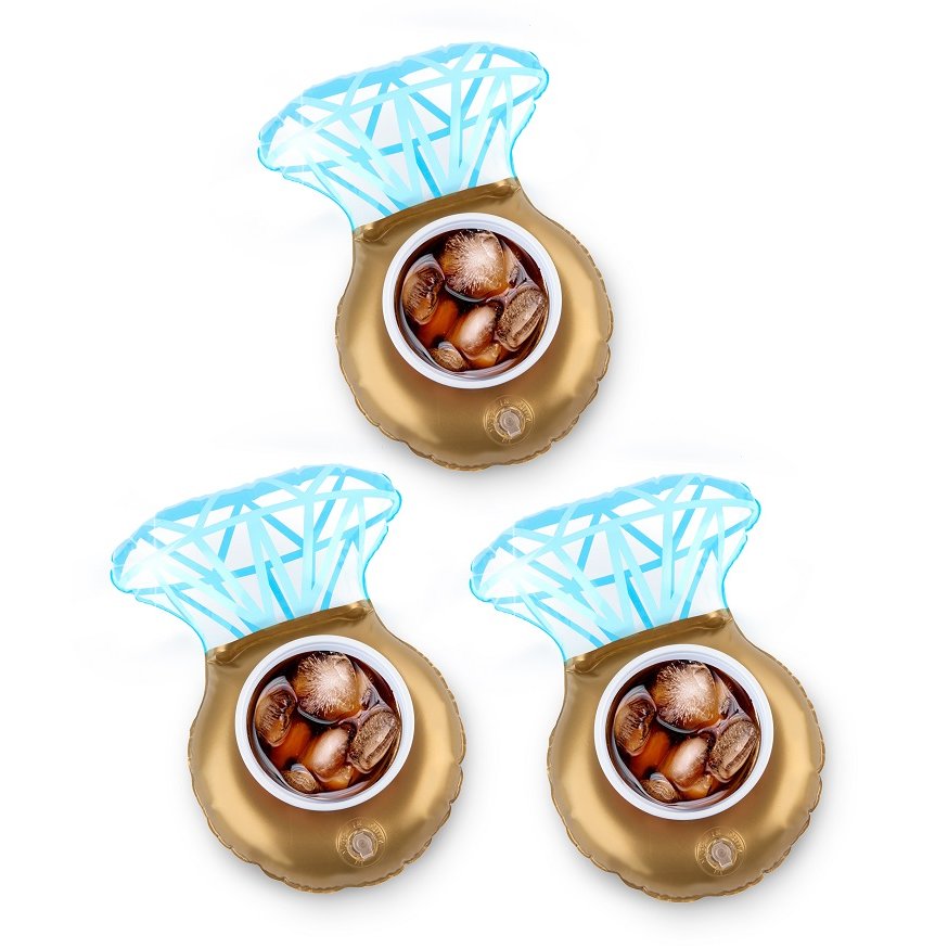 Cup holder diamond ring drink Beverage Boats inflatable 3-Pack Size