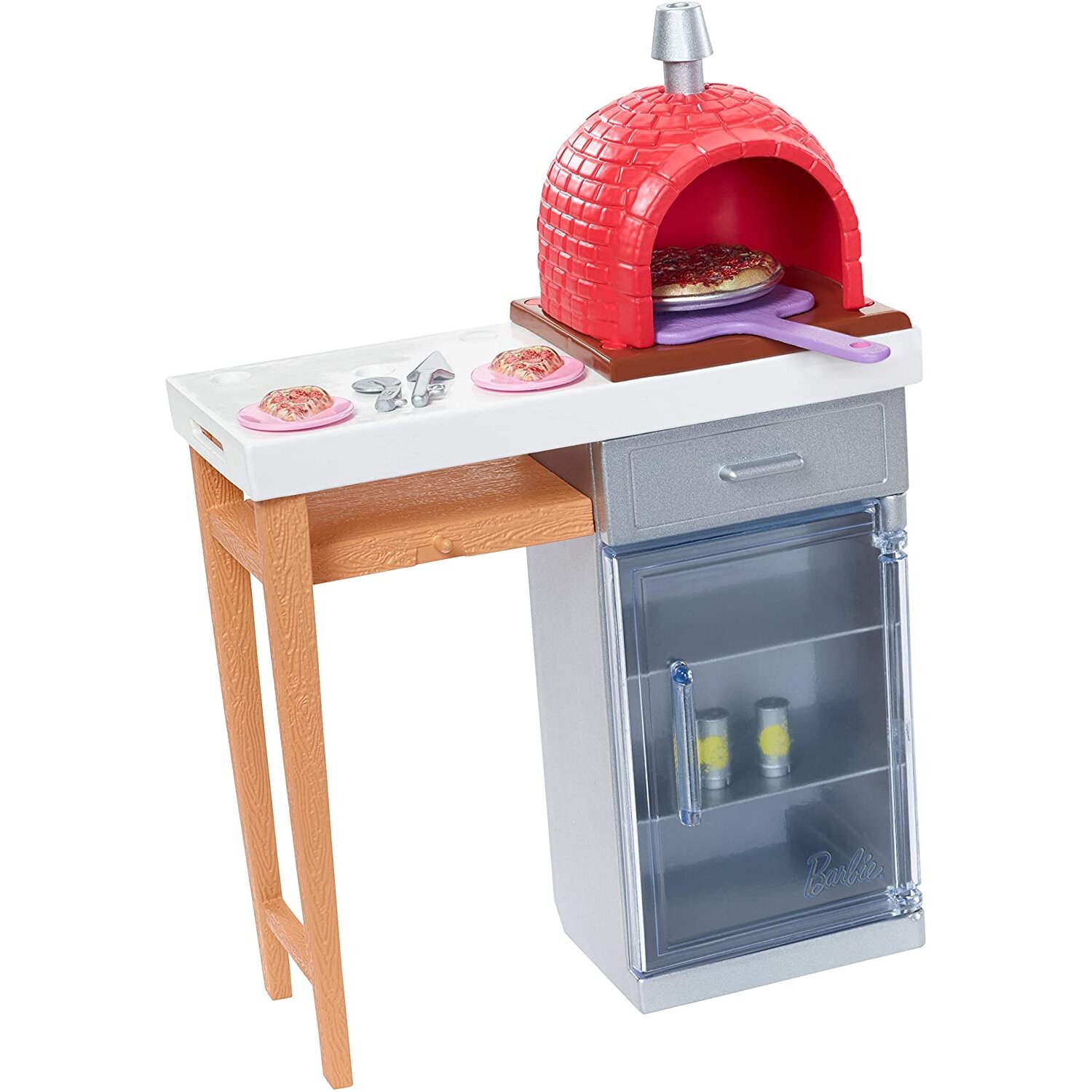 Barbie FXG39 Outdoor Furniture Set, Brick Pizza Oven, Multicolored, 0