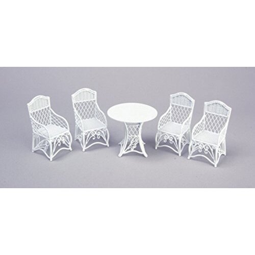 Town Square Miniatures Dolls House garden Furniture White Wrought Iron Patio Set Table 4 chairs