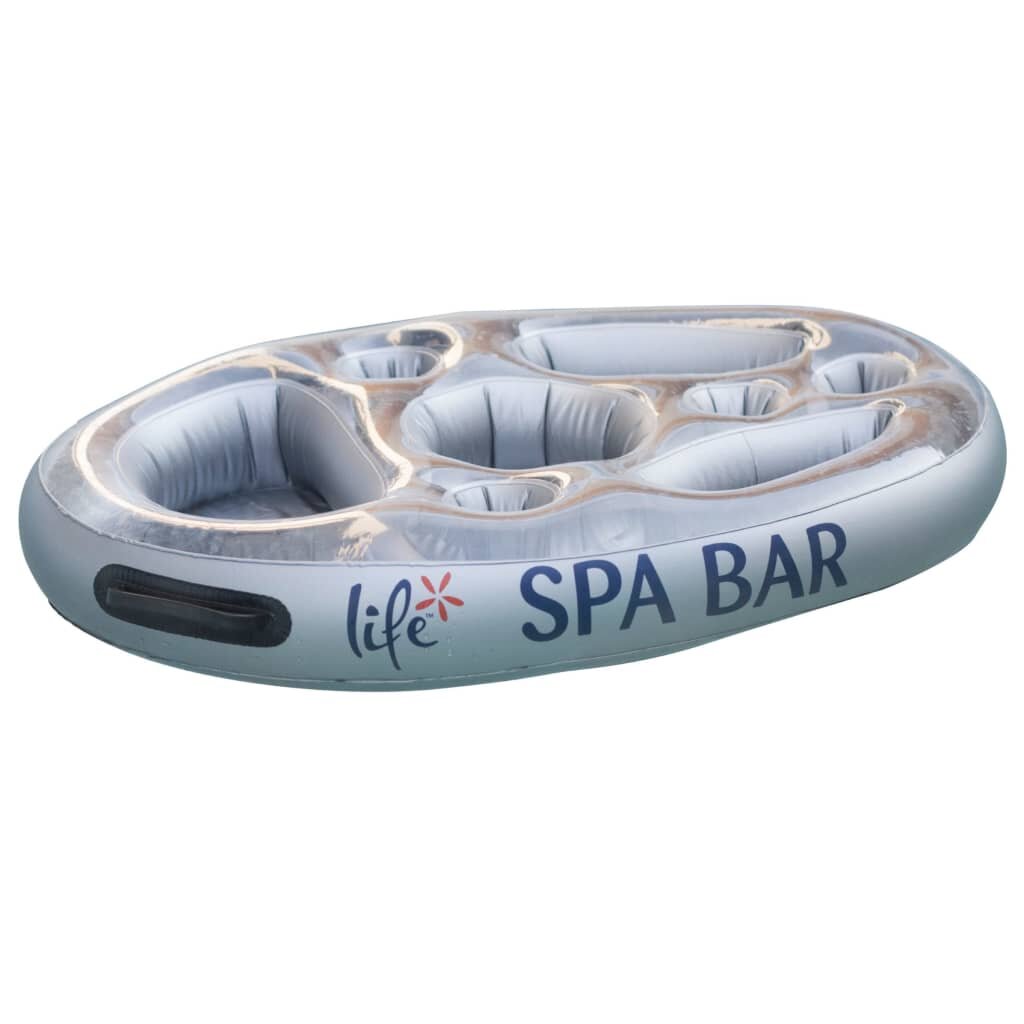 Summer Fun Spa Bar Silver Pool Floats Lounger Floating Trays Inflatable Holder