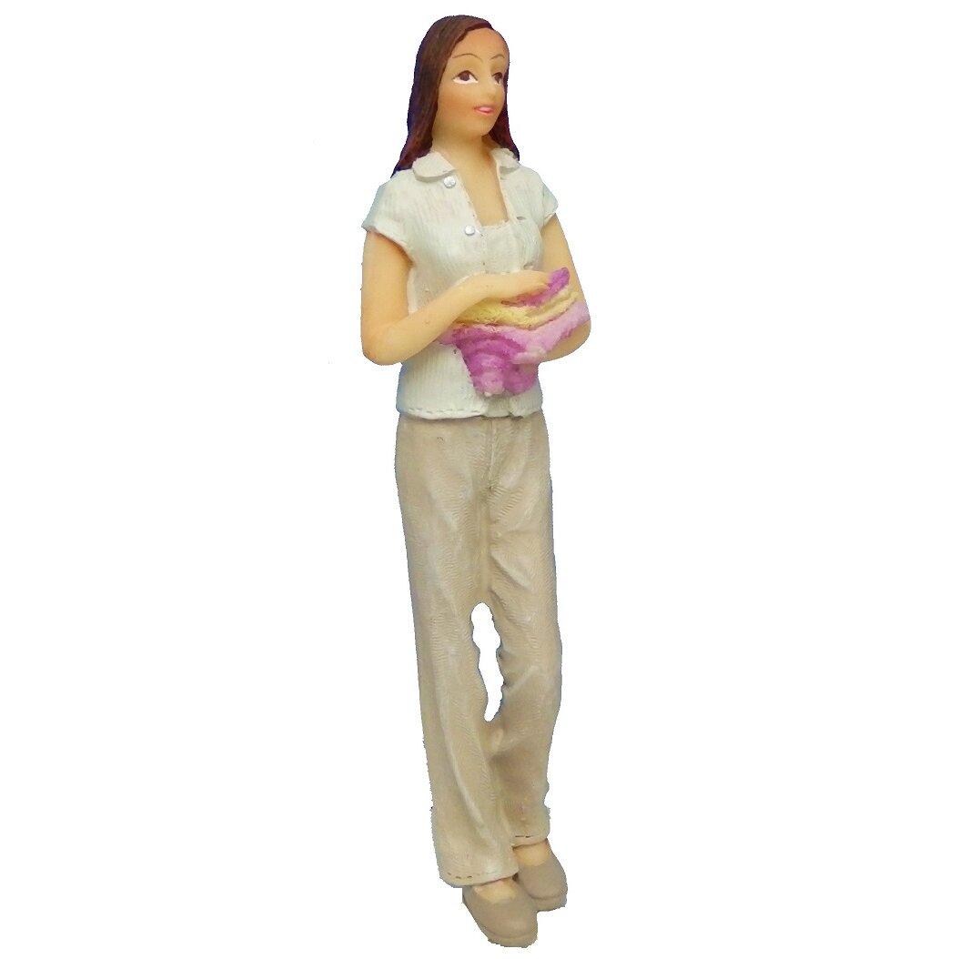 Dolls House People Modern Woman Carrying Towels 1:12 Resin Figure