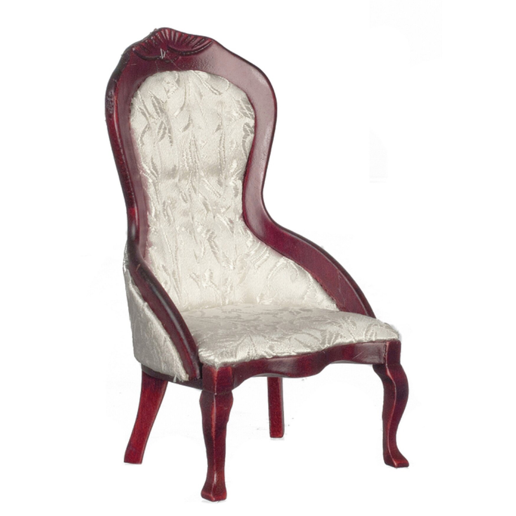 Dolls House Victorian Mahogany White Ladies Chair Armchair Living Room Furniture