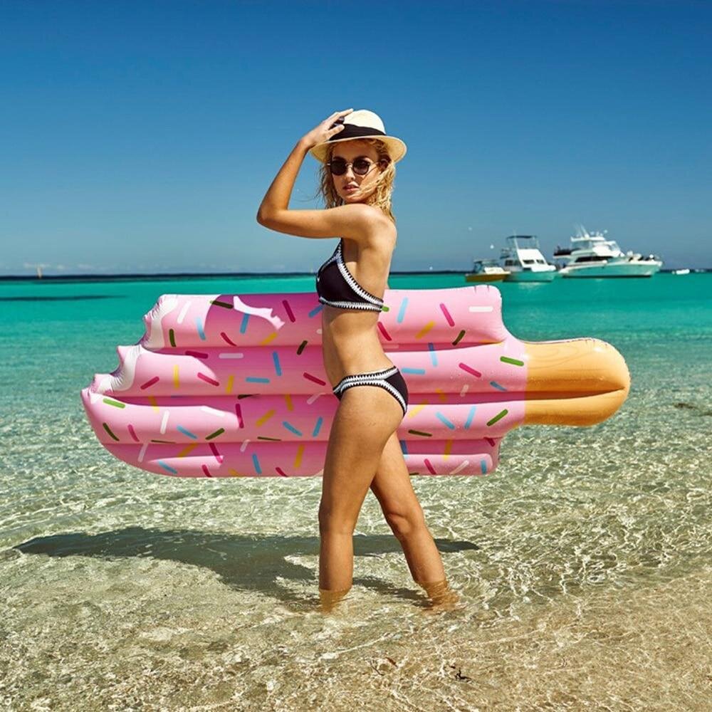 Giant Inflatable Ice Cream Summer Pool Swimming Float Mattress Pink