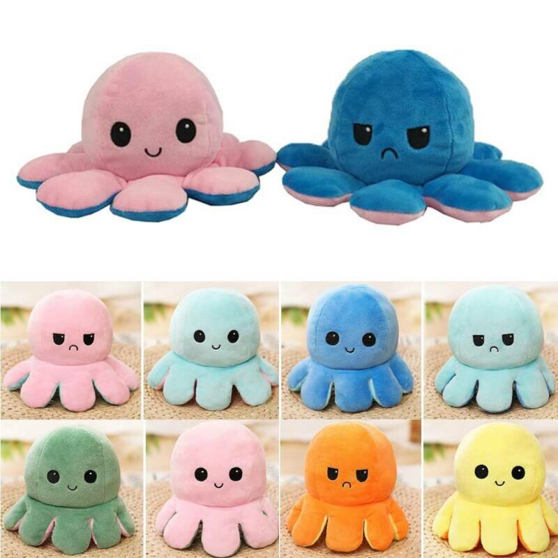 Cute Double-Sided Flip Reversible Octopus Plush Toys Funny Animals Doll