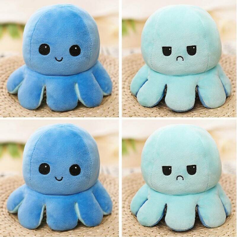 Cute Double-Sided Flip Reversible Octopus Plush Toys Funny Animals Doll