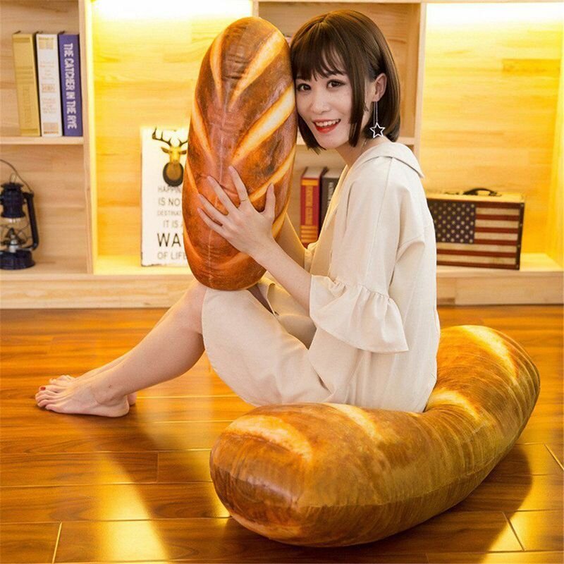 3D Simulation Bread Pillow Cushion Plush Stuffed Toy