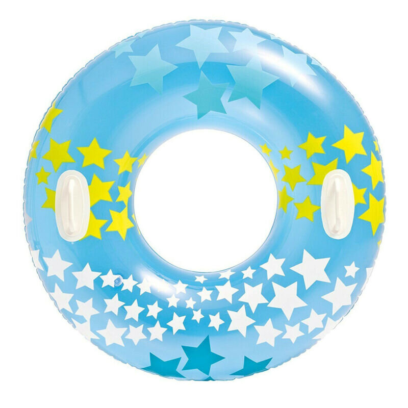 Inflatable Swim Ring Stars Float with Handles Beach Pool Lounger Summer Swimming