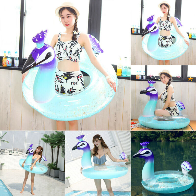 Inflatable Peacock Swimming Ring Pool Adult Kids Beach Circle Float Rubber Toys