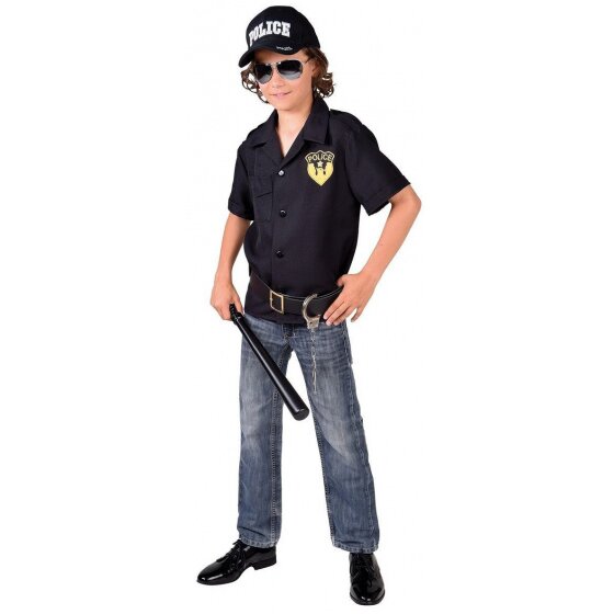 dress up shirt police boys polyester black mt 140