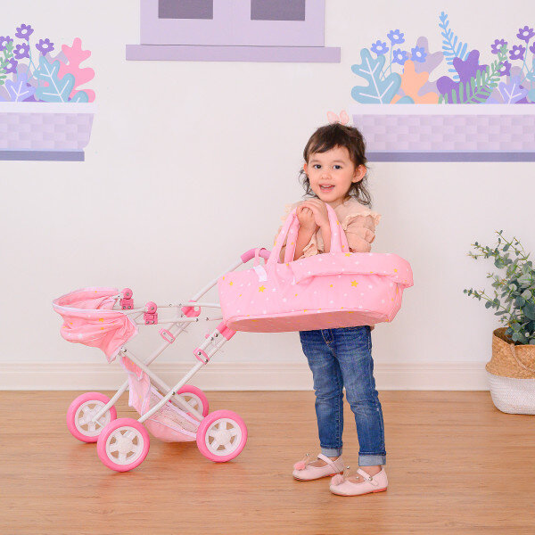 Olivia's Little World Twinkle Stars Deluxe Baby Doll Stroller Pram