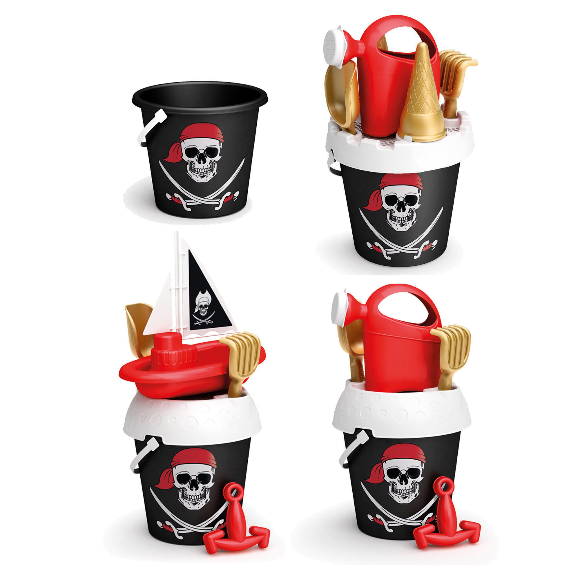 Kids Disney Plastic Pirates Beach Bucket And Spade