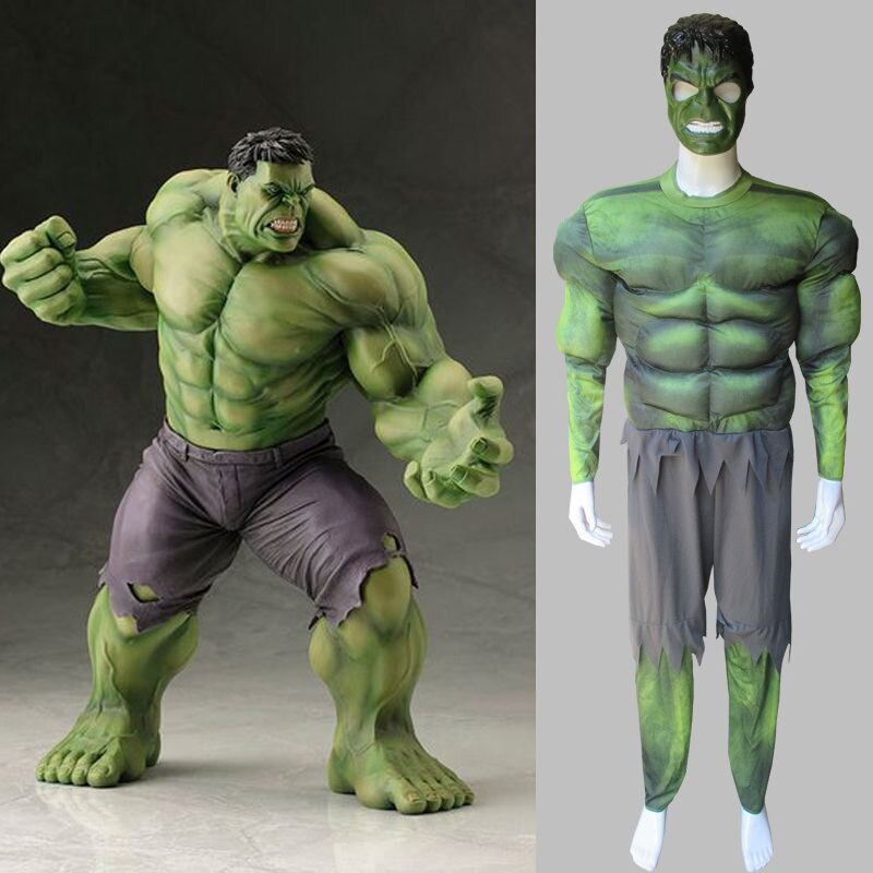 The Avengers Hulk Muscle Mask Costume Adult Cosplay Carnival Fantasy Clothes