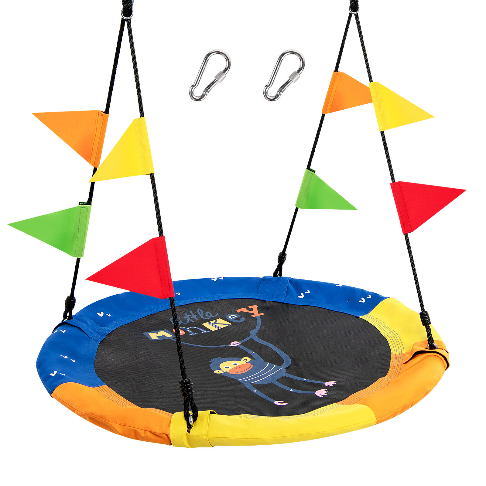 100cm Colorful Flying Saucer Tree Swing Set w/Adjustable Hanging Ropes