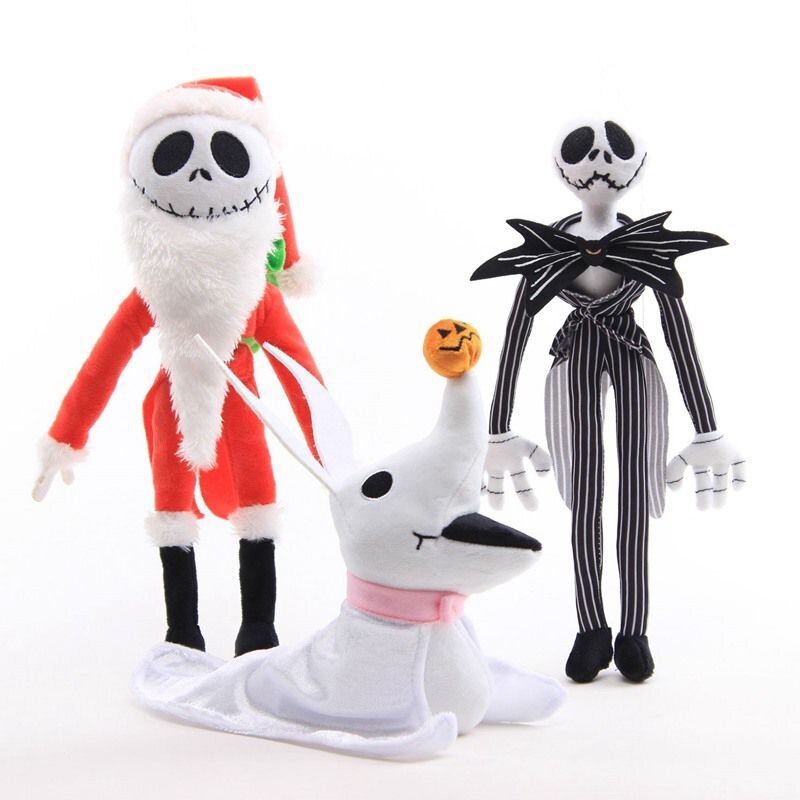 Nightmare Before Christmas Jack Skellington & Santa Jack & Zero Plush Doll Toys