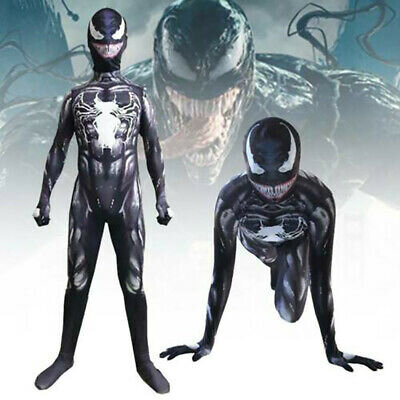 Kids Boys Venom Jumpsuit Halloween Cosplay Costume Fancy Dress Romper Bodysuit