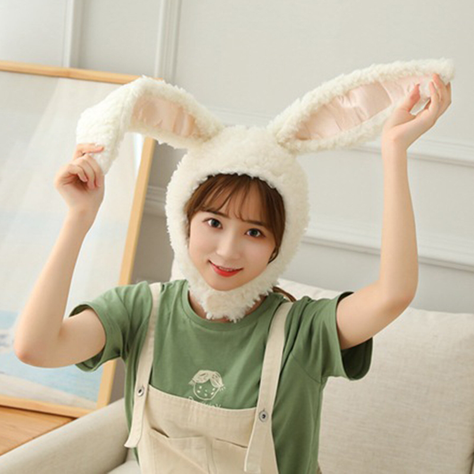Sweet Girl Women Cute Rabbit Plush Cap Hat Head Warmer Cosplay Photo Props